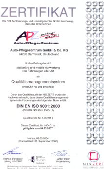 ISO 9002-Zertifikat